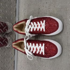 Red sparkly sneakers